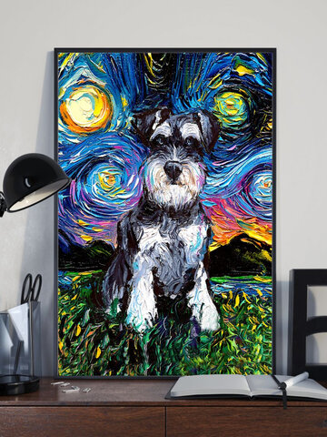 Dog And Sky Unframed Abstract Oil Painting Canvas Wall Art Living Room Home Decor