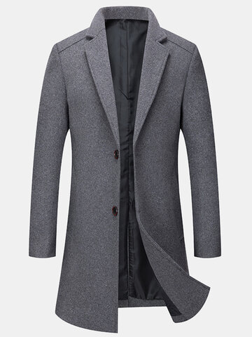 Woolen Business Single-Breasted Overcoat