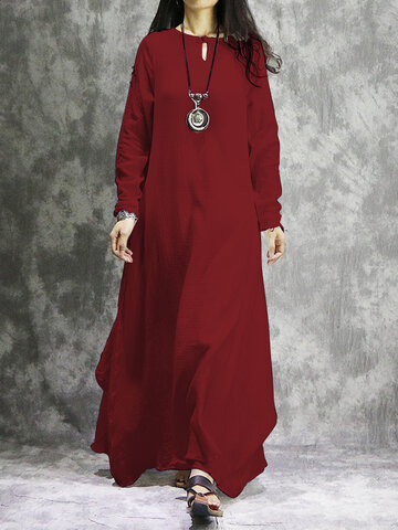 

O-NEWE Irregular Maxi Dress Vintage Women, Navy wine red white