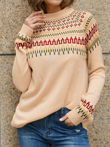 Printed Casual Pullover Knit Sweater