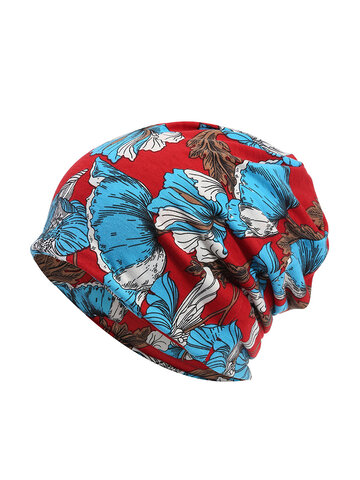Printed Cotton Cancer Cap Windproof Earmuff Beanie Hat 