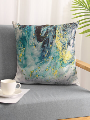 1PC Abstract Marble Stone Pattern Gilding Emerald Short Plush Pillowcase Throw Pillow Cover Sofa Home Car Cushion Cover