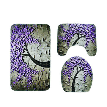 New Carved Happiness Tree Toilet Mat Three Sets Of Non-slip Absorbent Bathroom Mats E-commerce Hot