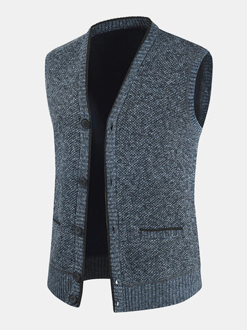 Knit Woolen Button Up Vests