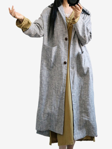 Manteau de lin de coton de couleur unie