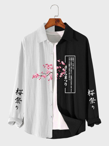 Japanese Cherry Blossoms Patchwork Shirts