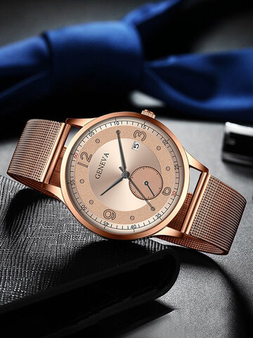 Bracelet en maille en alliage numérique minimaliste pour hommes 8 couleurs Quartz Watch