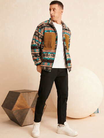 Ethnic Tribal Pattern Plush Jacket