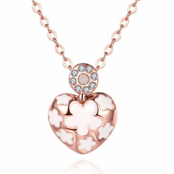Sweet Luxury Necklace Heart Flower Oil Drip Rhinestone Necklace