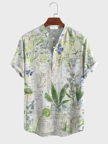 Camisetas henley con cuenta de mano de planta