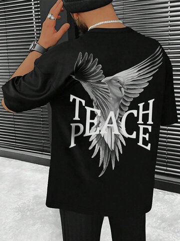 Camisetas con estampado de letra de águila en la espalda