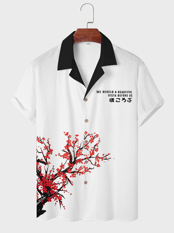 Japanese Plum Bossom Print Shirts