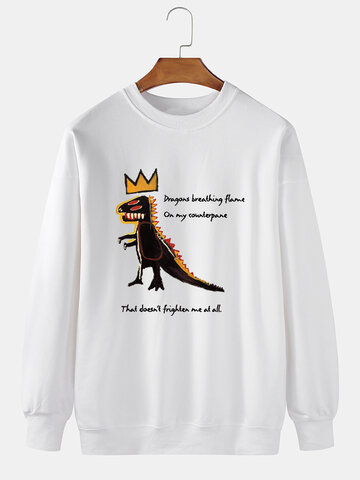 Crown Dinosaur Letter Print Sweatshirts