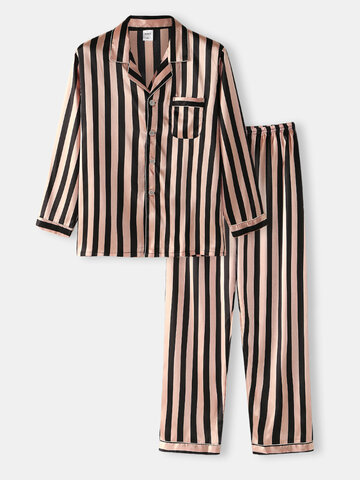 Pink Striped V-Neck Loungewear