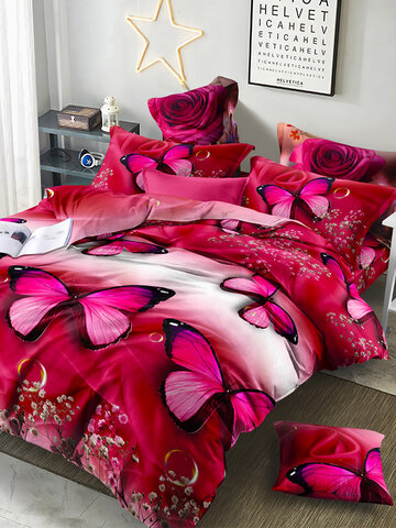 Luxury 3D Bedding Set Bed Sheet Duvet Cover Pillow Case 3d Printing Rose Flower 2/3/4Pcs Queen Twin Size Home Textiles Decor
