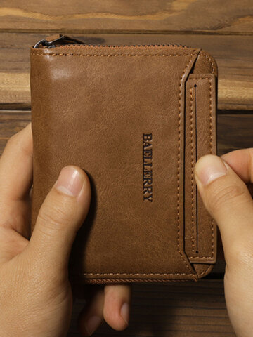 Vintage Style TPU Leather Wallet Credit Card Holder Genuine Men Baellerry Purse 