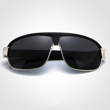 

Fashion Men's Casual Anti-UV Polarized Sunglasses Outdoor Large Frame Sunscreen UV400 Eyeglasses, Black silver gold