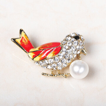 Broche de pájaro de diamantes de imitación de oro de 18 quilates de moda