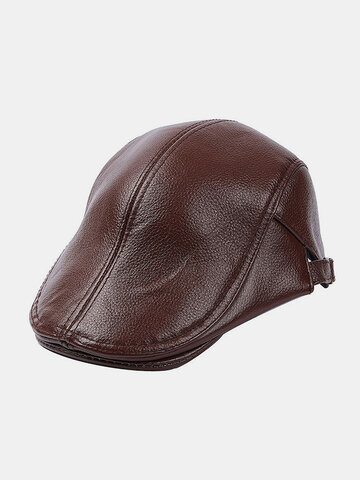 Men Genuine Leather Casual Retro Flat Cap