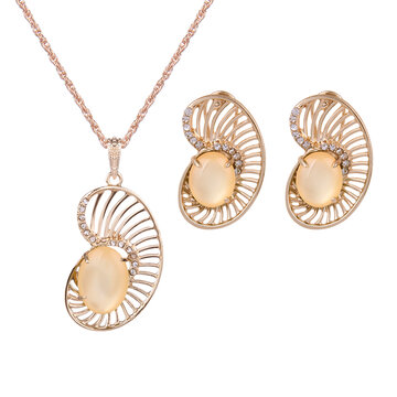 Bijoux élégants ensemble strass Opal Boucles d'oreilles Collier [{} }] Style: Elegant Jewelry Set