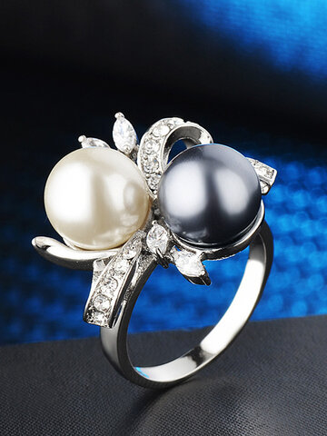 Two-tone Pearl Inlaid Rings 