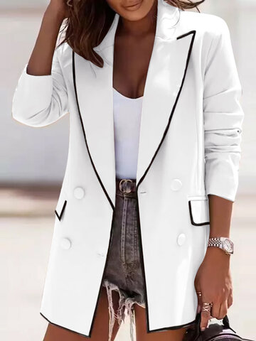 Contrast Double Breasted Blazer