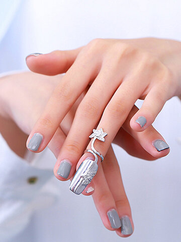 Silver Diamond Nail Ring