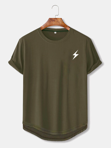 Flash Pattern Curved Hem T-Shirt