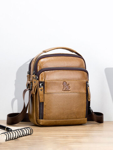 Menico Men's Leather Business Shoulder Crossbody Bag