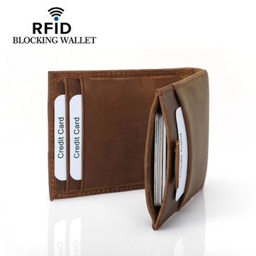 Genuine Leather RFID Antimagnetic Card Holder Wallet