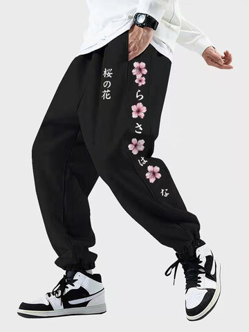 Спортивные брюки с принтом Cherry Blossoms по бокам