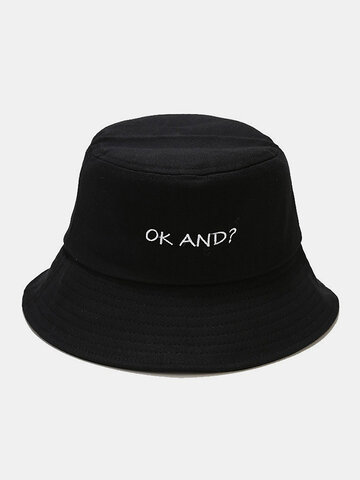 Unisex Cotton Letter Embroidery Bucket Hat