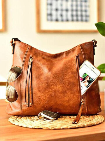 Vintage Faux Leather Tassel Handbag