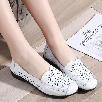 Solid Color Hollow Flower Pattern Flats