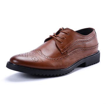 

Men Leather Carved Formals Shoes, Black brown navy white red