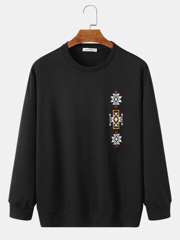 Ethnic Icon Embroidered Pullover Sweatshirts