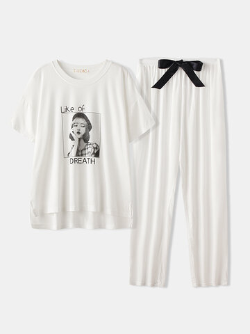 Girl Print Modal Pajamas Sets