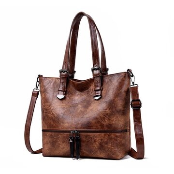 Vintage Faux Leather Large Capacity Handbag Shoulder Bag