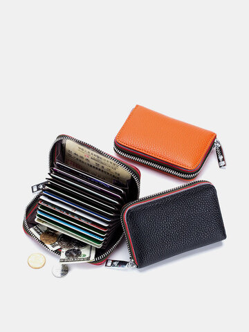 Genuine Leather RIFD Multifunctional 12 Card Slots Photo Card Money Clip Wallet Purse Coin Purse
