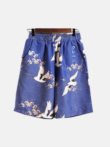 Pantalones cortos de grulla de estilo japonés