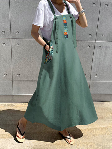 Maxi-Träger mit Vintage-Print Kleid