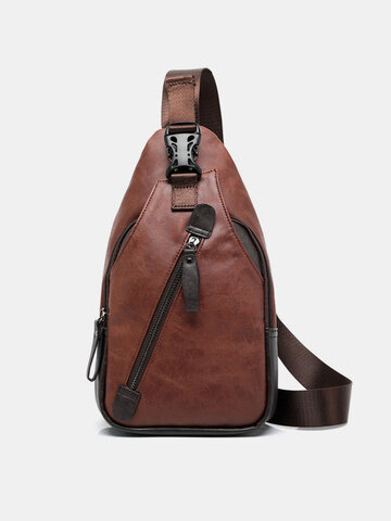 PU Leather Multi-pocket Waterproof Casual Crossbody Bag Chest Bag Sling Bag