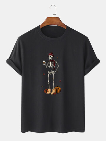 Halloween Skeleton Print T-Shirts