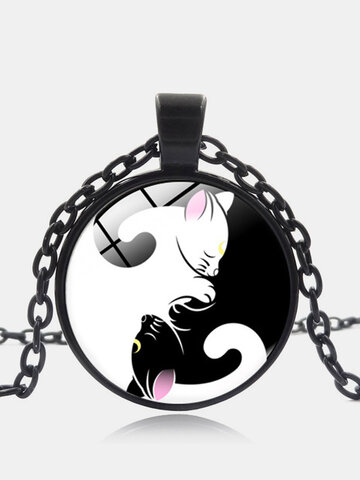 Yin-Yang Katze Halskette