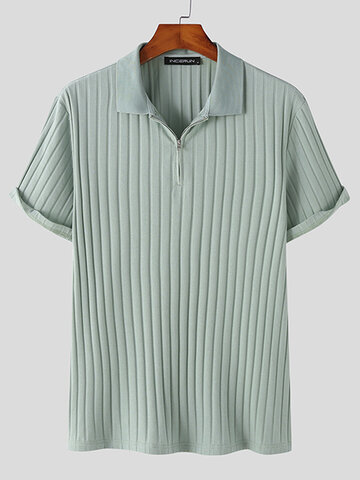 Ribbed Knit Quarter Zip Golf Shirt