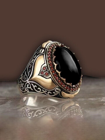 1 шт. кольцо с агатовым камнем в стиле ретро
