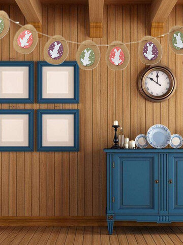 Bannière décorative ovale de lapin de Pâques Drapeaux décoratifs de style d'oeuf de Pâques