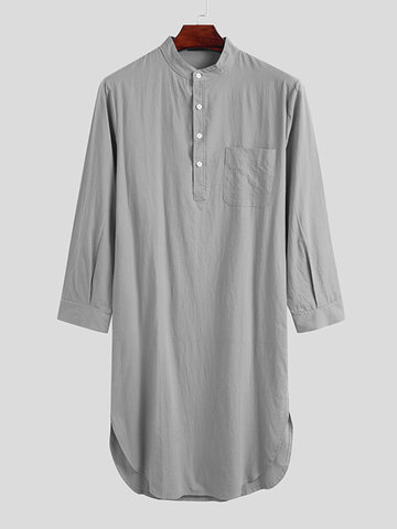 Solid Color Cotton Linen Casual Robes
