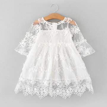 Lace Flower Girls Princess Dress For 3-11Y