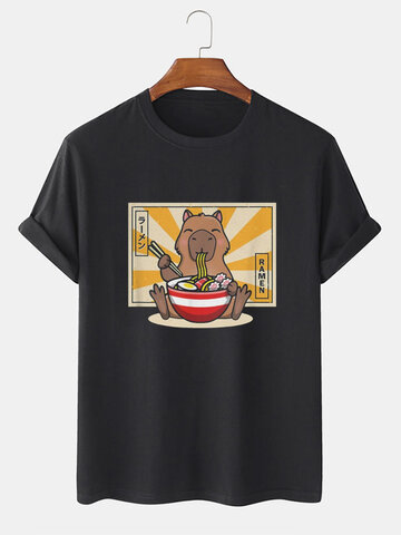 T-shirts à imprimé animal et nouilles japonaises